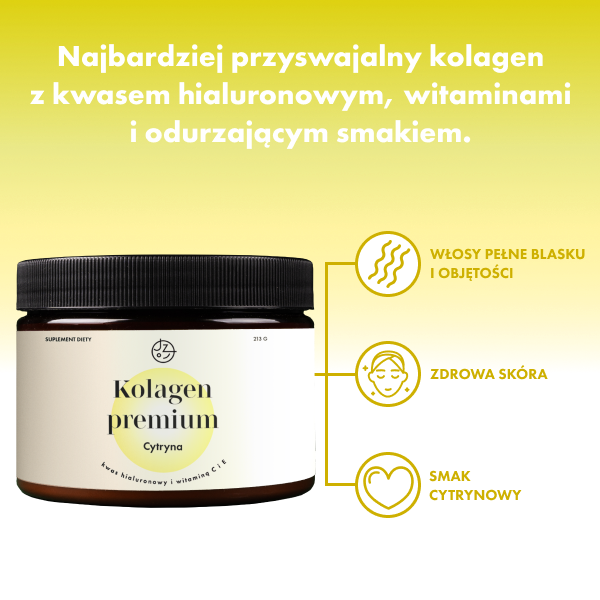 Kolagen premium z kwasem hialuronowym i witaminą C i E (smak cytrynowy)