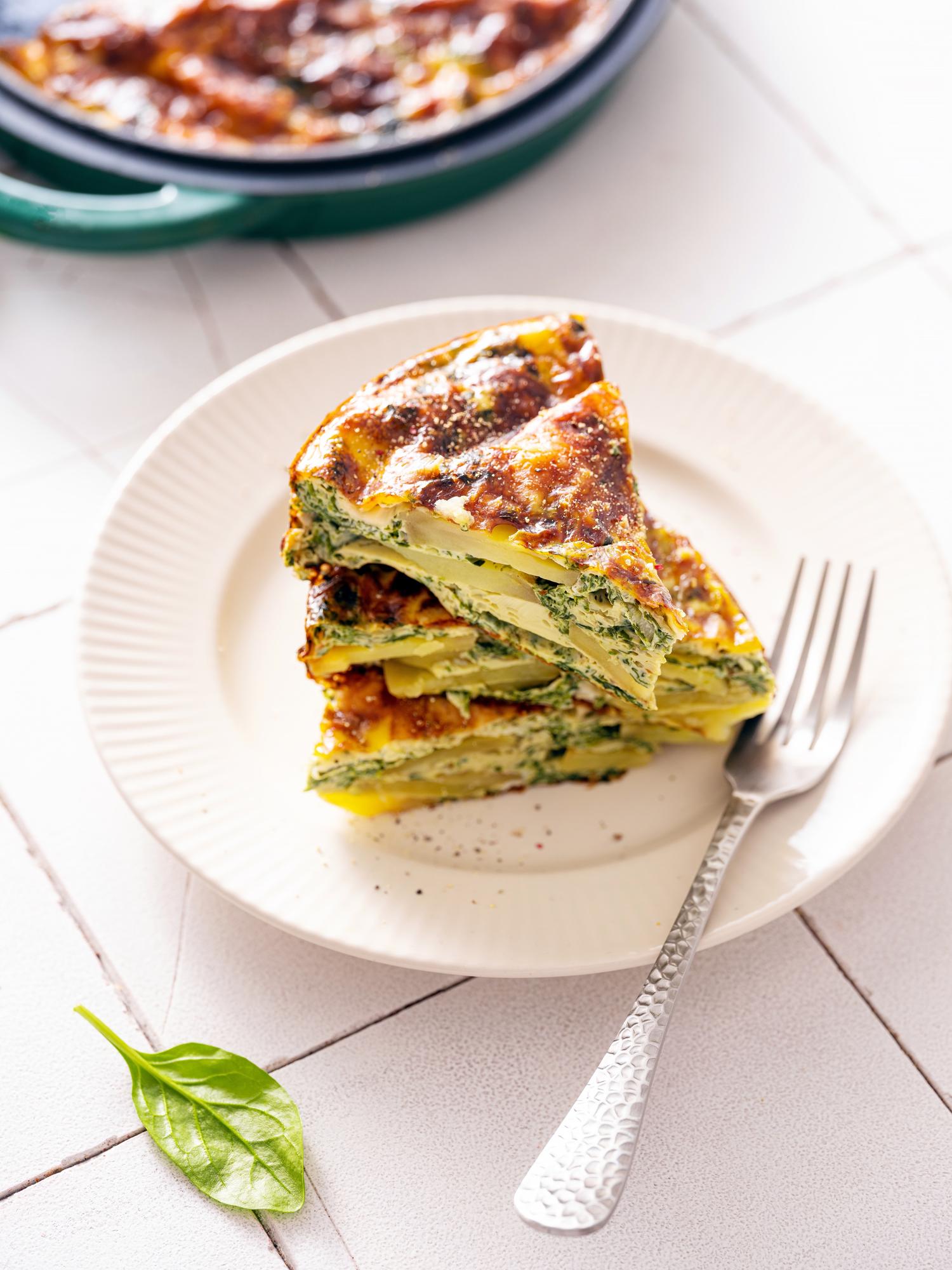 Frittata ziemniaczana ze szpinakiem