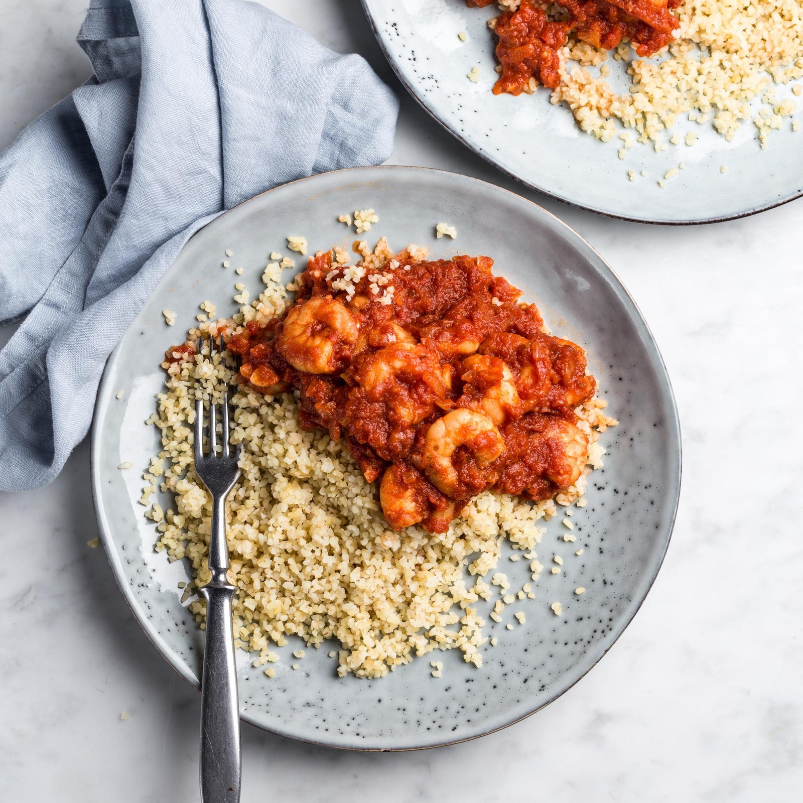 Krewetki w słodkim sosie chili z kaszą bulgur