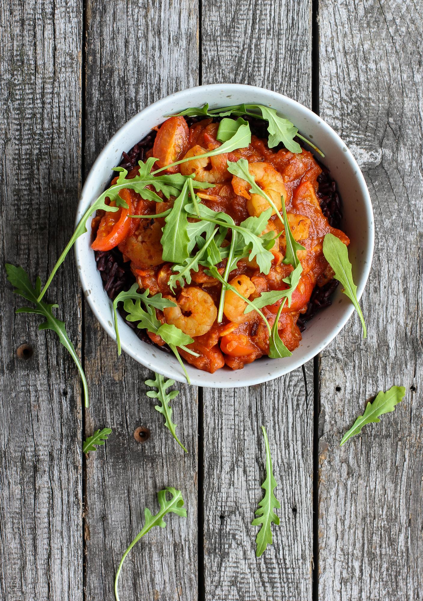 Krewetki w pomidorach