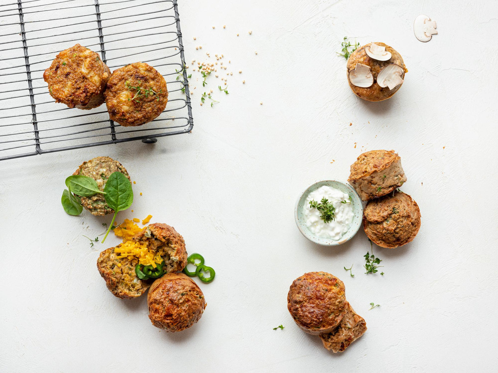 Muffiny ze szpinakiem i serem cottage