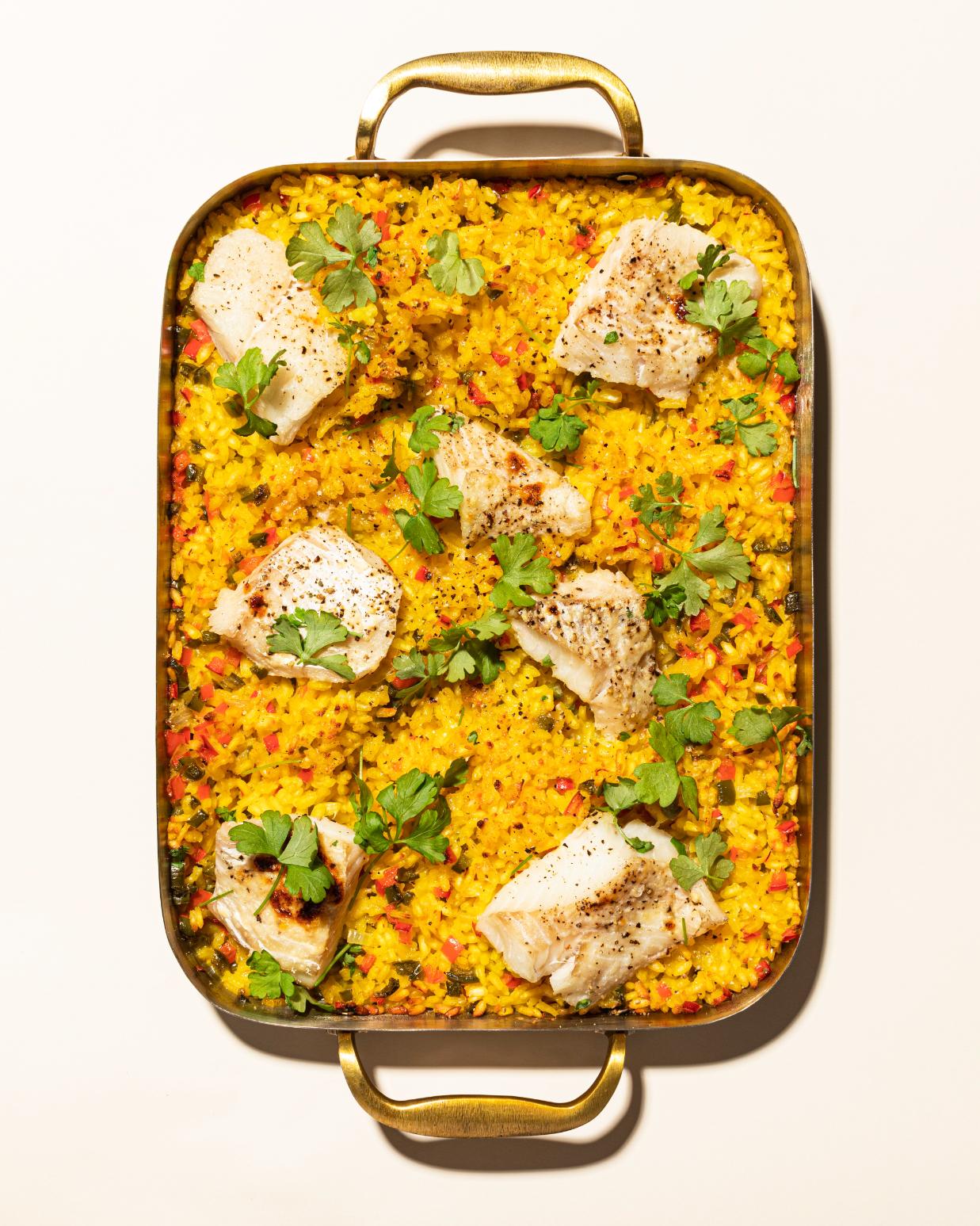 Pieczone risotto z dorszem