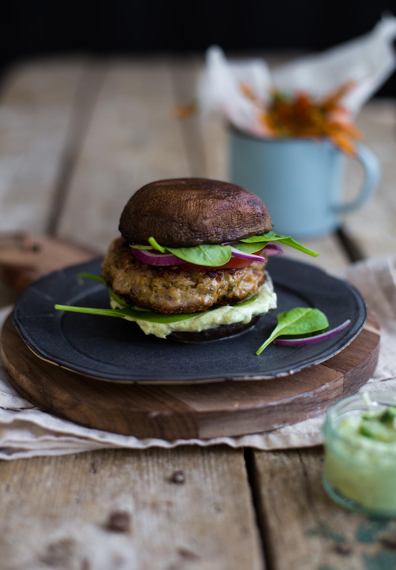 Burgery z indykiem i portobello