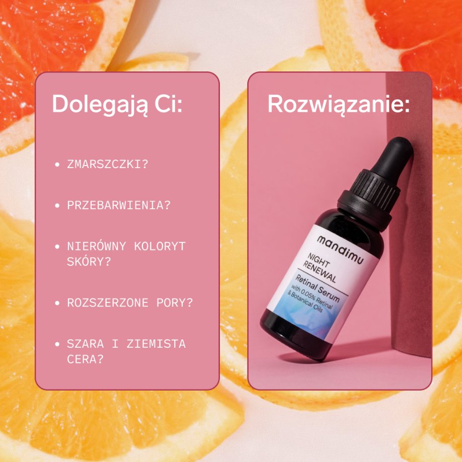 Serum z retinalem Night Renewal z 0,05% retinalu i olejami roślinnymi 30 ml