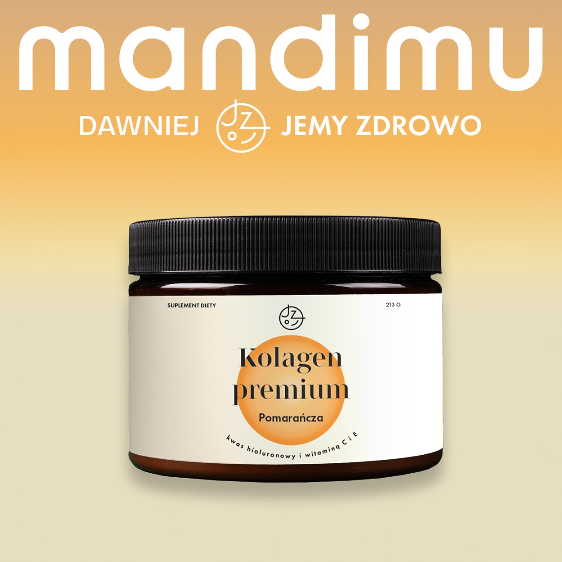 Kolagen premium z kwasem hialuronowym i witaminą C i E (smak pomarańczowy)