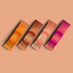 Zestaw 4 batonów energetycznych – Chocolate & Caramel, Cream Blueberry, Almond Dream, Salted Caramel Peanut 🍫🫐🥜